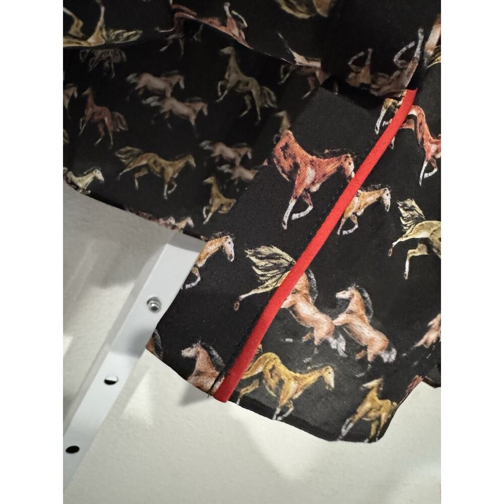Alice + Olivia Willa Placket With Piping Silk Horse Blouse Top M - Picture 9 of 12